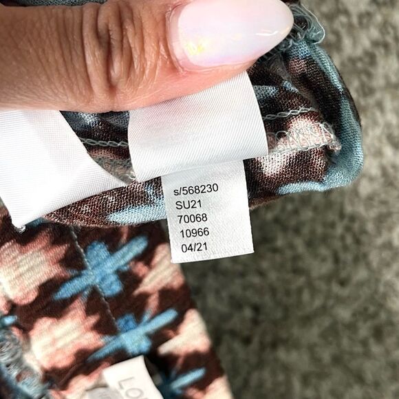 Loft Skirt Women’s MT Sunwashed Tiered Blue & Tan Floral Patterned Pull On Maxi - Picture 8 of 9